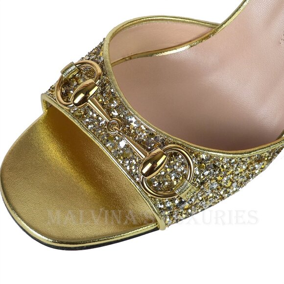 GUCCI SHOES GOLD METALLIC HORSEBIT SANDALS $990 sz 40 10 - Picture 11 of 16